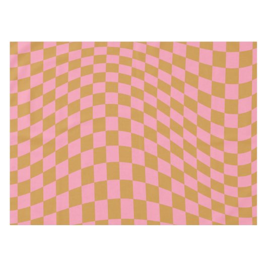 Karo Pink Senf Checked Pattern Checkerboard Tischdecke (Vorderseite (Horizontal))