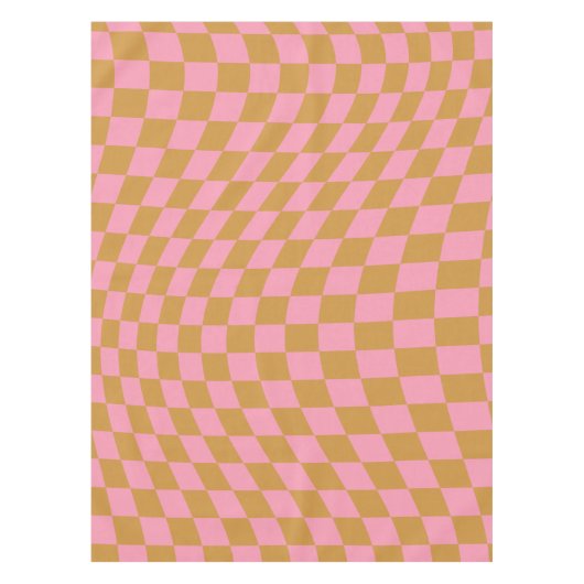 Karo Pink Senf Checked Pattern Checkerboard Tischdecke (Vorderseite)