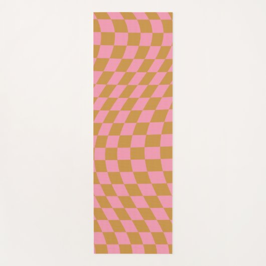 Karo Pink Senf Checked Pattern Checkerboard Yogamatte (Vorderseite)