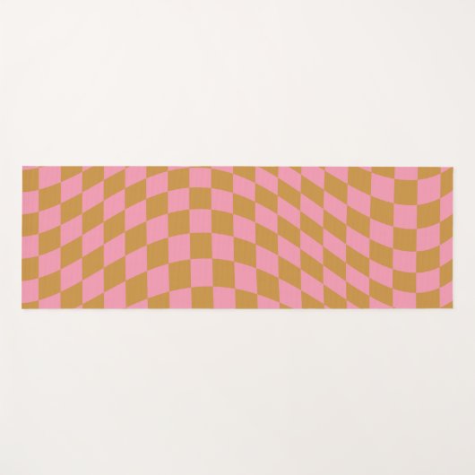 Karo Pink Senf Checked Pattern Checkerboard Yogamatte (Vorderseite (Horizontal))