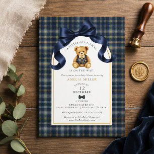 Karo-Polo-Teddybär Little Gentleman Baby Shower Einladung