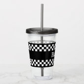 Karo-Renndesign Acryltrinkbecher (Vorderseite)