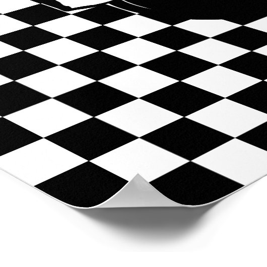 Karo-Rollerpaar im Retro-Stil Poster (Ecke)