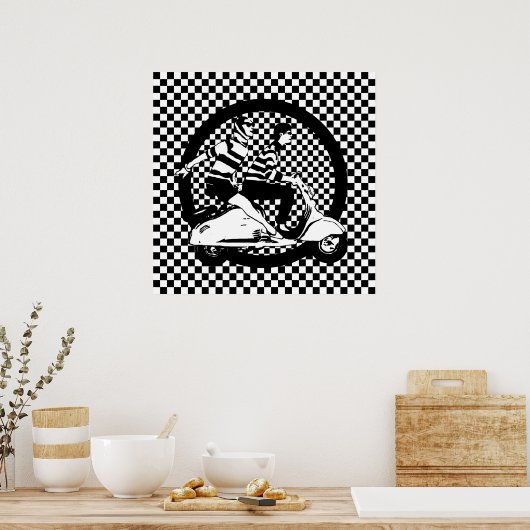 Karo-Rollerpaar im Retro-Stil Poster (Küche)
