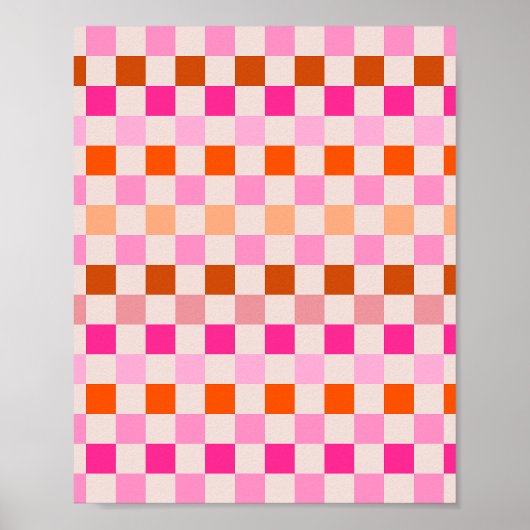 Karo, rosa und orange Karton Poster (Vorne)
