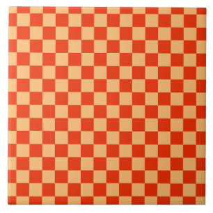 Karo Rot und Pfirsichfarben Checkered Checkerboard Fliese