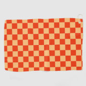 Karo Rot und Pfirsichfarben Checkered Checkerboard Golfhandtuch (Horizontal)