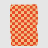 Karo Rot und Pfirsichfarben Checkered Checkerboard Golfhandtuch (Vorderseite)