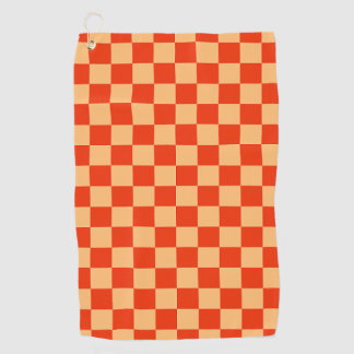 Karo Rot und Pfirsichfarben Checkered Checkerboard Golfhandtuch