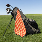Karo Rot und Pfirsichfarben Checkered Checkerboard Golfhandtuch (Gras)