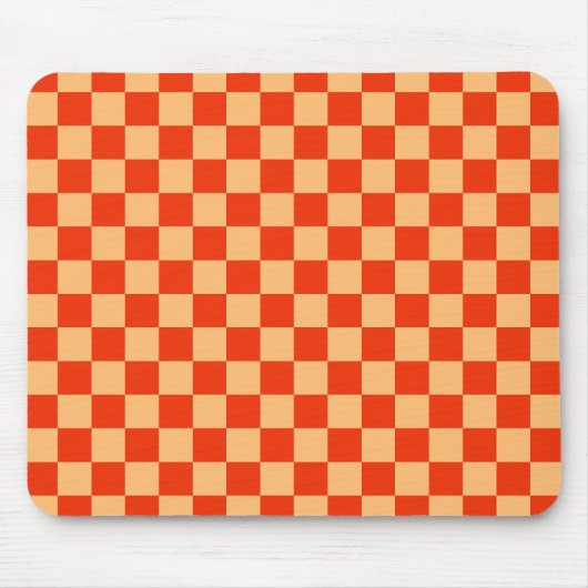 Karo Rot und Pfirsichfarben Checkered Checkerboard Mousepad (Vorne)