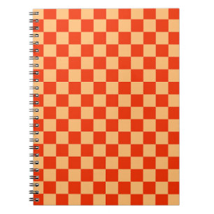 Karo Rot und Pfirsichfarben Checkered Checkerboard Notizblock