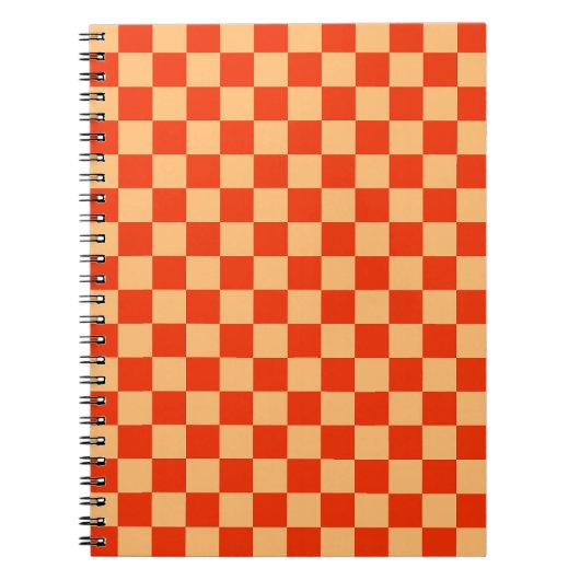 Karo Rot und Pfirsichfarben Checkered Checkerboard Notizblock (Vorderseite)