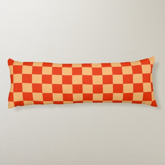 Karo Rot und Pfirsichfarben Checkered Checkerboard Seitenschläferkissen (Rückseite)