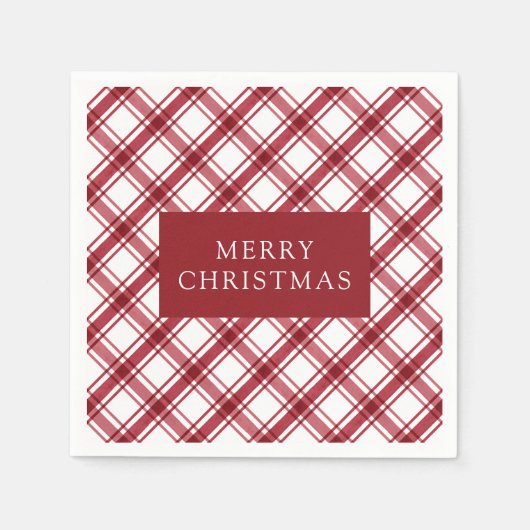 Karo Rot und Weißbüffel Serviette (Vorderseite)