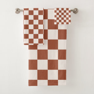 Karo Rust Checked Terracotta Checkerboard Badhandtuch Set
