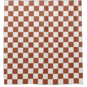 Karo Rust Checked Terracotta Checkerboard Duschvorhang (Vorderseite)
