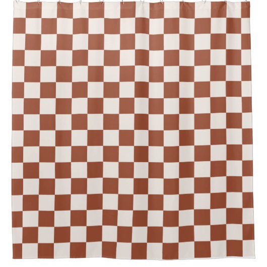 Karo Rust Checked Terracotta Checkerboard Duschvorhang (Vorderseite)