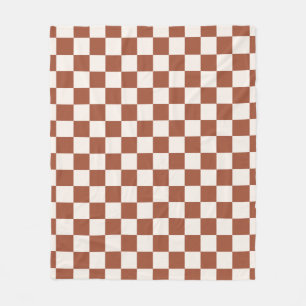 Karo Rust Checked Terracotta Checkerboard Fleecedecke