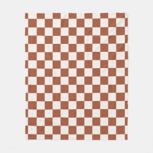 Karo Rust Checked Terracotta Checkerboard Fleecedecke