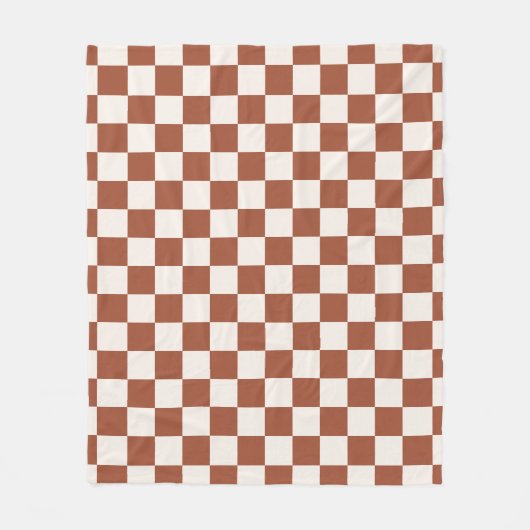 Karo Rust Checked Terracotta Checkerboard Fleecedecke (Vorderseite)