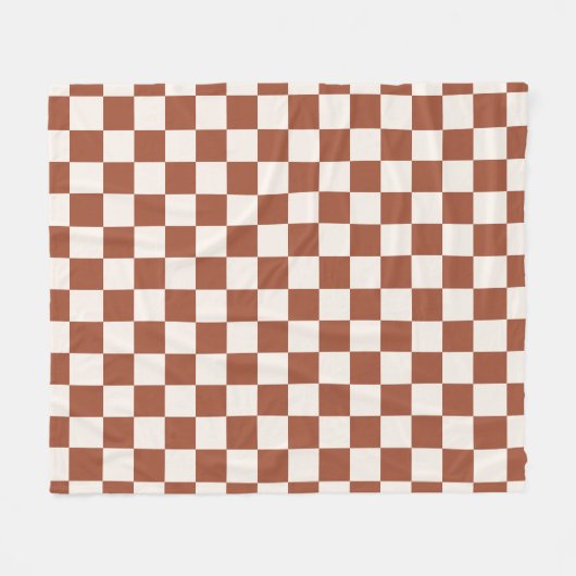 Karo Rust Checked Terracotta Checkerboard Fleecedecke (Vorderseite (Horizontal))