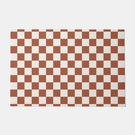 Karo Rust Checked Terracotta Checkerboard Fußmatte (Vorderseite)