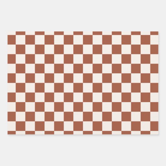 Karo Rust Checked Terracotta Checkerboard Geschenkpapier Set (Vorderseite 2)