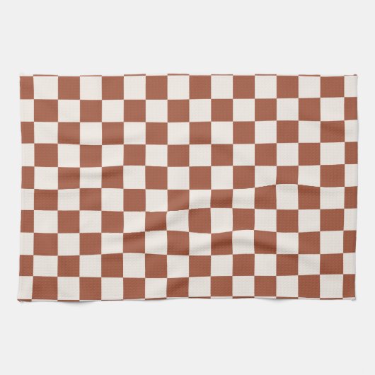 Karo Rust Checked Terracotta Checkerboard Geschirrtuch (Horizontal)