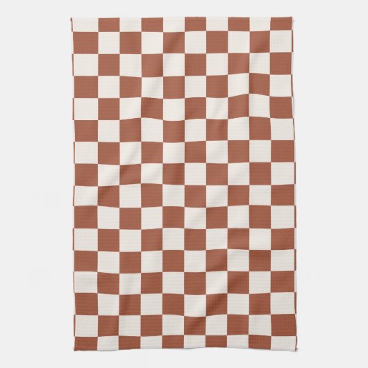 Karo Rust Checked Terracotta Checkerboard Geschirrtuch (Vertikal)