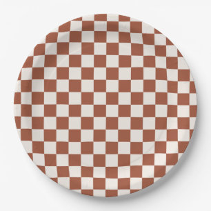 Karo Rust Checked Terracotta Checkerboard Pappteller