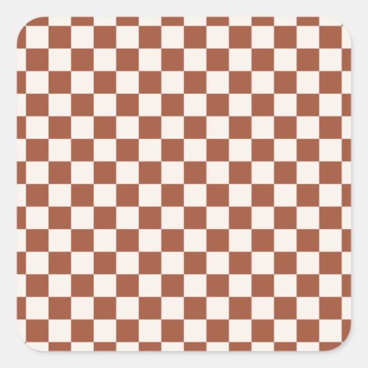 Karo Rust Checked Terracotta Checkerboard Quadratischer Aufkleber (Vorderseite)