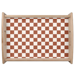 Karo Rust Checked Terracotta Checkerboard Serviertablett