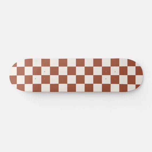 Karo Rust Checked Terracotta Checkerboard Skateboard (Horizontal)