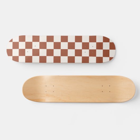Karo Rust Checked Terracotta Checkerboard Skateboard (Horizontal)