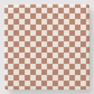 Karo Rust Checked Terracotta Checkerboard Steinuntersetzer