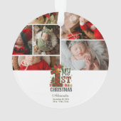 Karo-Rustikal  Erstes Weihnachten Ornament (Rückseite)