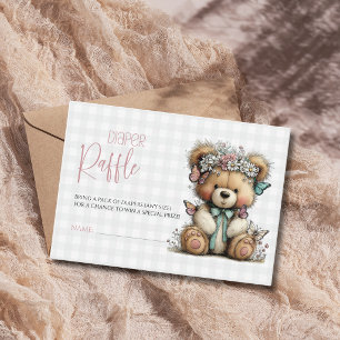 Karo-Schmetterlings-Teddy-Daisy-Baby-Party-Windel- Begleitkarte