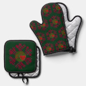Karo-Schneeflocke Ofenhandschuh & Topflappen-Set (Vorderseite/Rückseite)