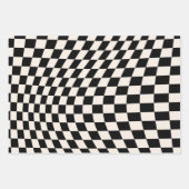 Karo Schwarz-Creme-Weiß-Muster-Karton Geschenkpapier Set (Vorderseite 2)