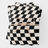 Karo Schwarz-Creme-Weiß-Muster-Karton Geschenkpapier Set (Beispiel)