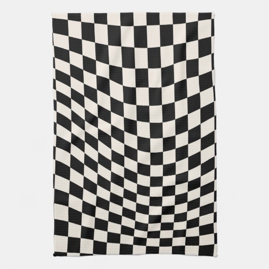 Karo Schwarz-Creme-Weiß-Muster-Karton Geschirrtuch (Vertikal)