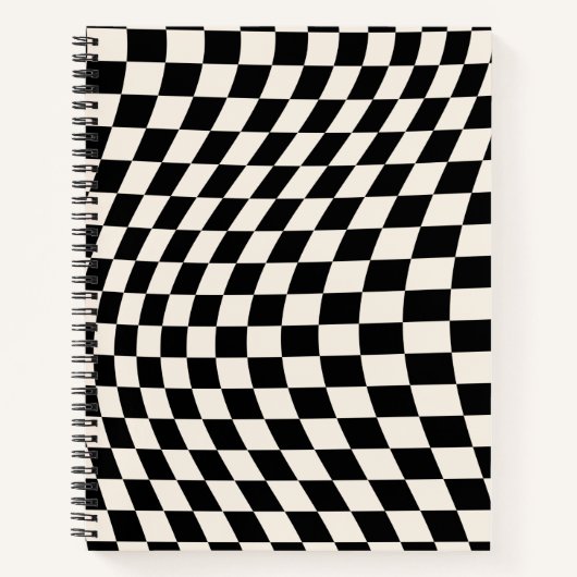 Karo Schwarz-Creme-Weiß-Muster-Karton Notizblock (Vorderseite)