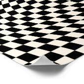 Karo Schwarz-Creme-Weiß-Muster-Karton Poster (Ecke)