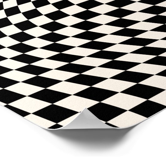 Karo Schwarz-Creme-Weiß-Muster-Karton Poster (Ecke)