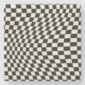 Karo Schwarz-Creme-Weiß-Muster-Karton Steinuntersetzer (Vorderseite)