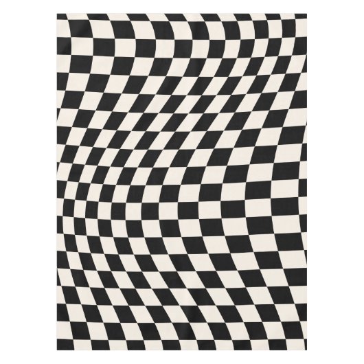 Karo Schwarz-Creme-Weiß-Muster-Karton Tischdecke (Vorderseite)