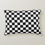 Karo Schwarz-weiß Checked Patches Dekokissen<br><div class="desc">Prüfmuster - Schwarzweiß-Schachbrett.</div>