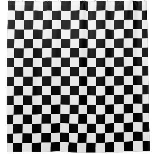 Karo Schwarz-weiß Checked Patches Duschvorhang (Vorderseite)