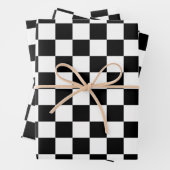 Karo Schwarz-weiß Checked Patches Geschenkpapier Set (Beispiel)